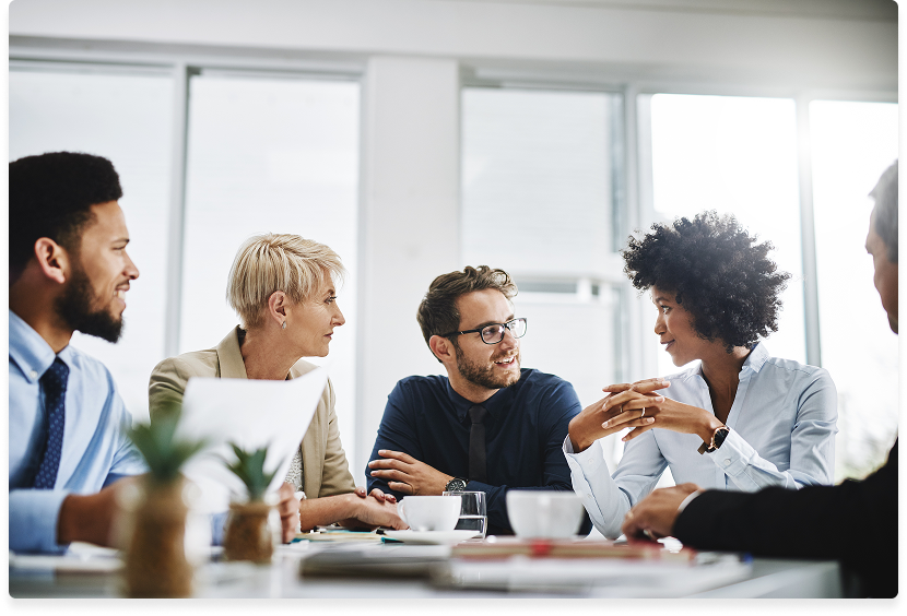 Business group conversing