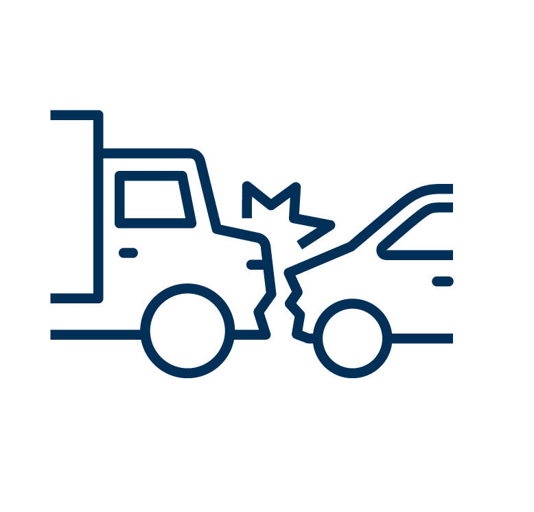 Dibujo de una colisión entre un auto y un camión