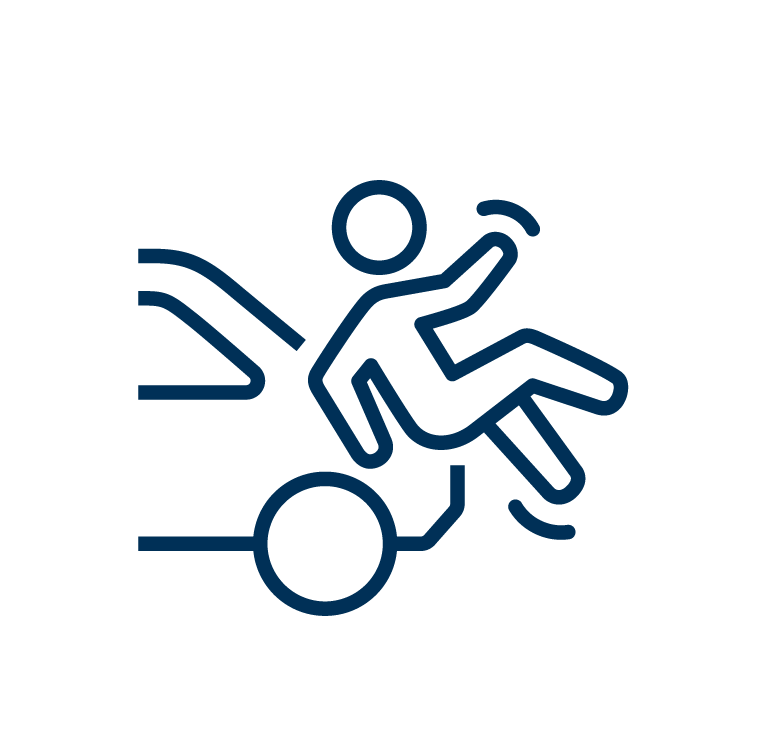 Dibujo de figura de palitos de una persona siendo atropellada por un automóvil