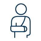 Ícono muestra a una persona con el brazo enyesado